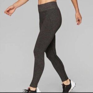 ATHLETA Shimmer Seamless Tights Brown and Gold Espresso Size S